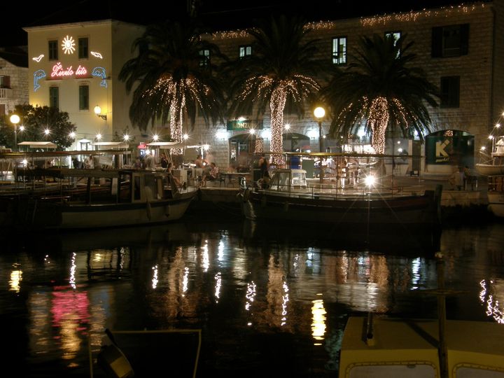 Bol harbour at night, Brač